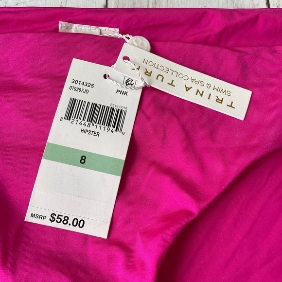 Trina Turk Monaco Side Tab Hipster Bikini Bottoms Pink, Women's Size 8 swimsuit - Picture 4 of 5